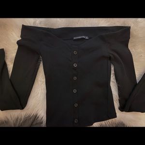 A&F Black Off The Shoulder Button Up Top